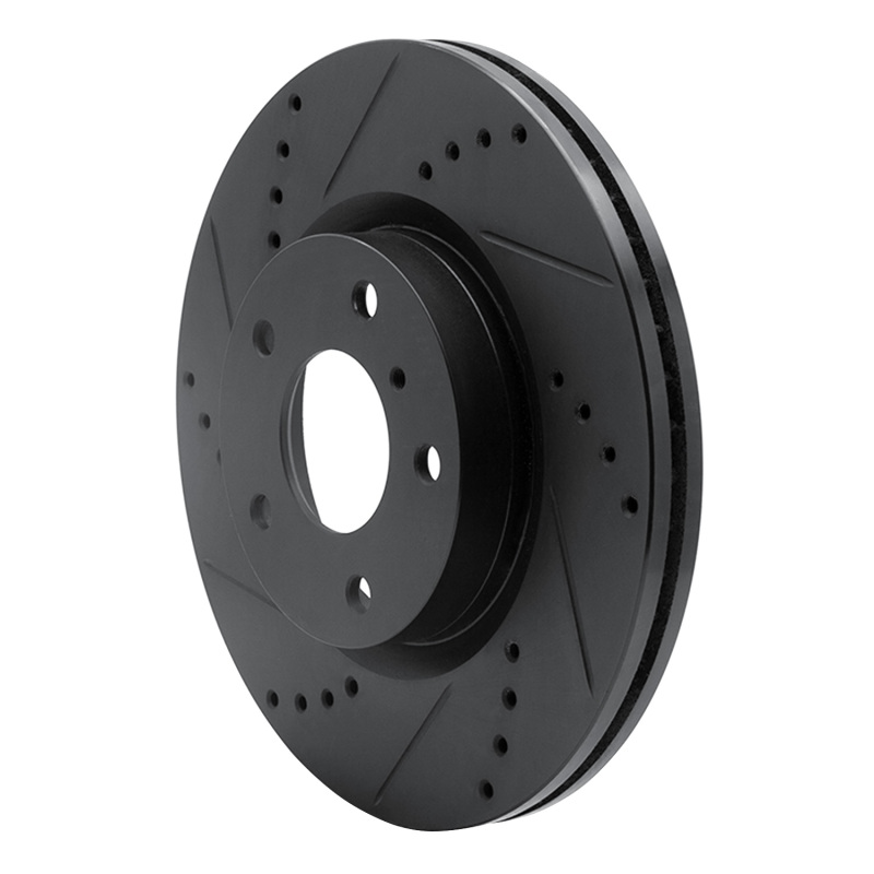 Infiniti G35 Brake Rotor (1) - Front Left - R1 Concepts - Drilled & Slotted - Black - `03-`05